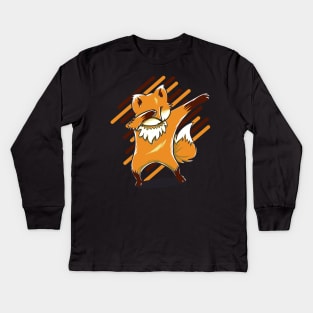 Funny dabbing fox shirt - birthday gift for women men kids Kids Long Sleeve T-Shirt